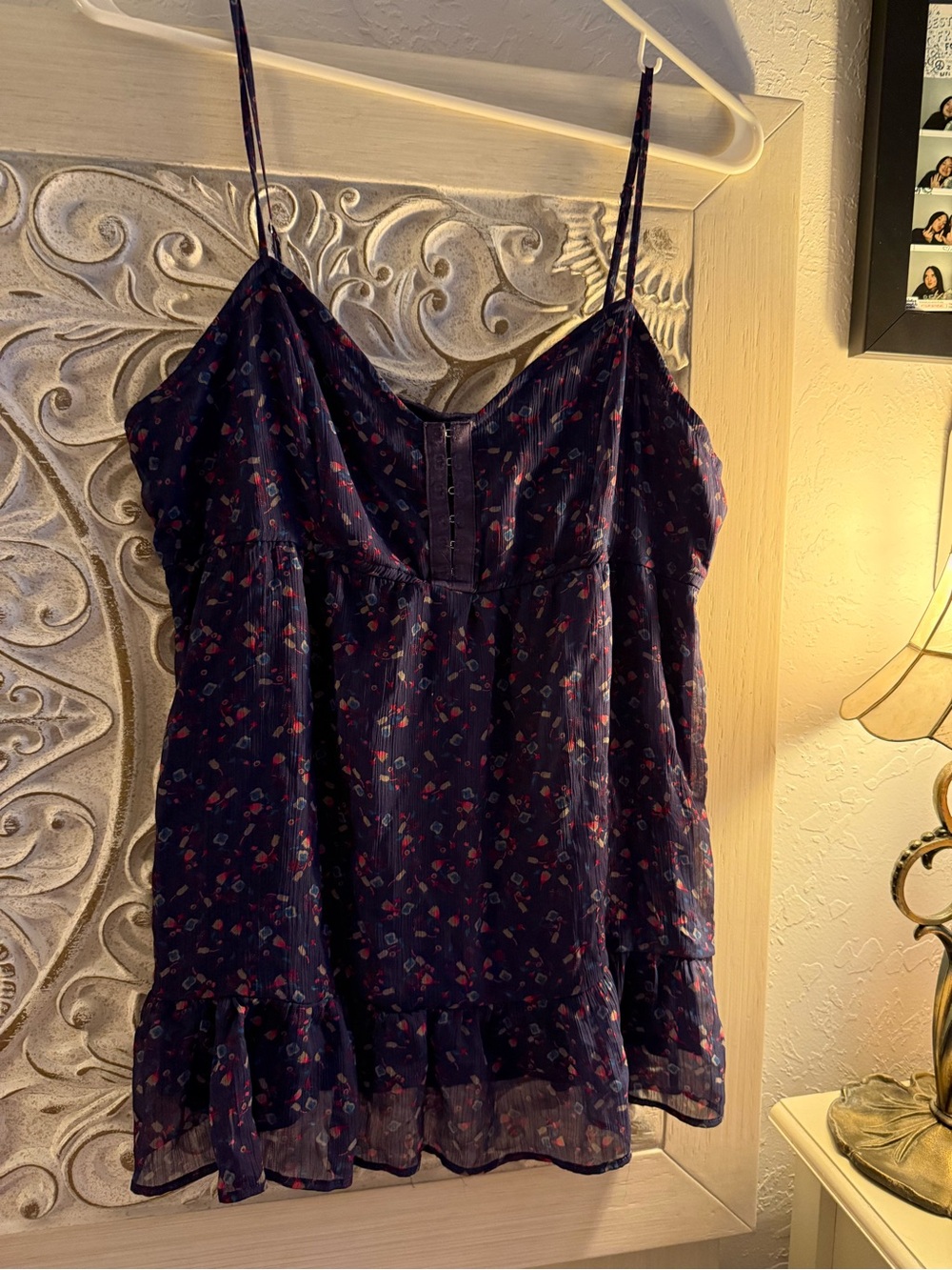 American Eagle Outfitters Navy Spaghetti-Strap Floral Cami
